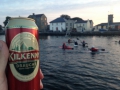 Enjoying "cans" in Galway on a beautiful night while watching kayak water polo. The game was pretty intense.