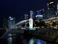 Merlion at night in Singapore.